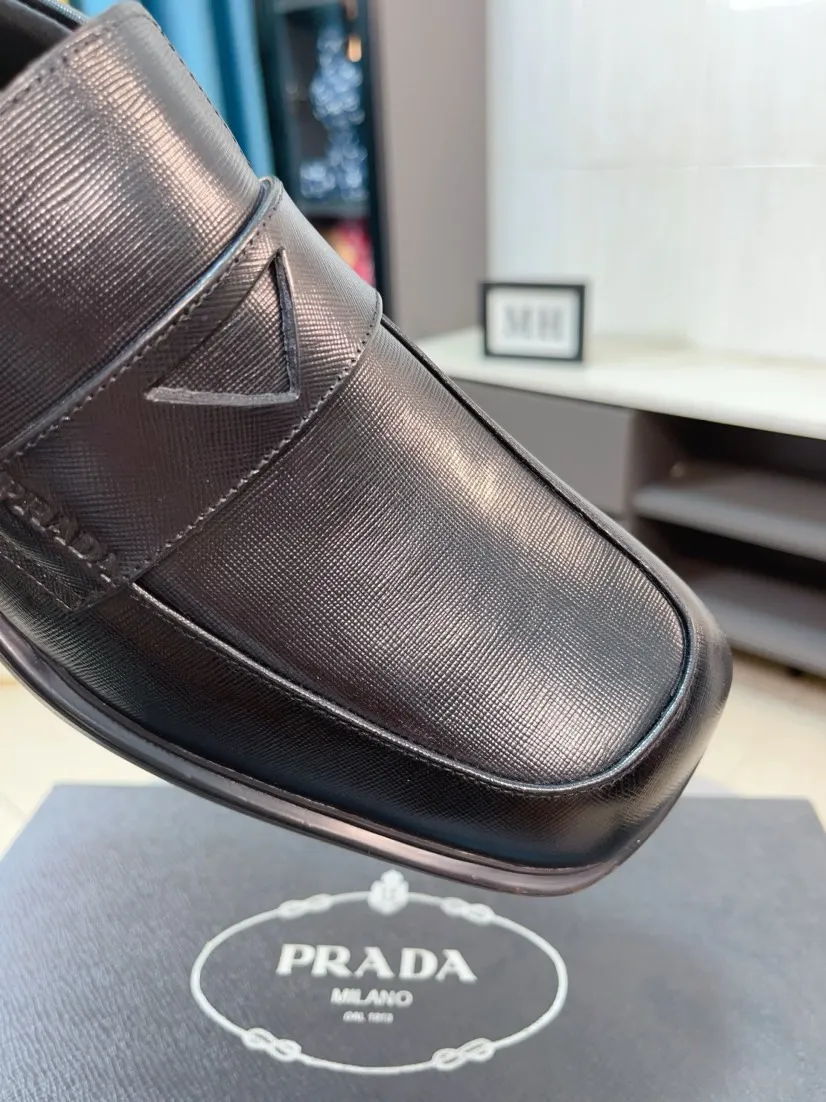 Men's shoes 💰540🌹🌹【PRADA Leather Shoes】Top purchasing agency Original imported Italian custom-made open-edge beaded cowhide leather surface, fully imported water-dyed breathable cowhide lining, original factory special molded sole super comfortable, size: 38-44
